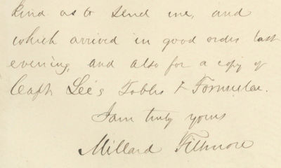 Millard Fillmore, Collector of Maps, Thanks the Head of the Corps of Topographical Engineers for Sending Him New Charts and a Collection of Tables Useful in Surveying and the Projection of Maps