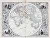 Eastern Hemisphere, antique map with vignette views