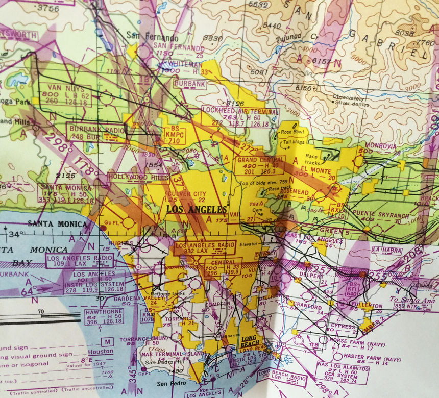 Los Angeles Flight Plan R2, sectional aeronautical chart by Civil