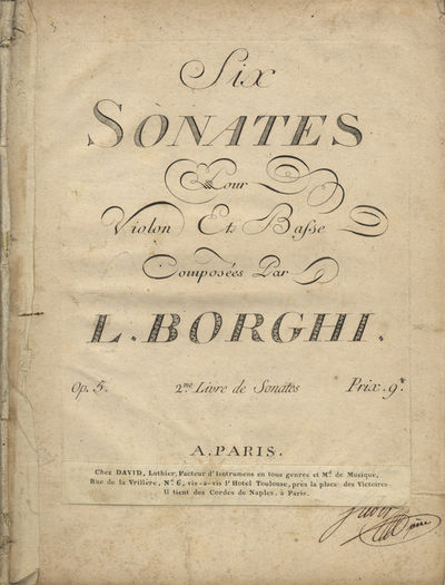 [Op. 5]. Six Sonates Pour Violon Et Basse... Op. 5. 2me. Livre de Sonates Prix. 9 [livres]. [Score]