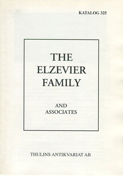Thulins antikvariat. Katalog 325. The Elzevier…