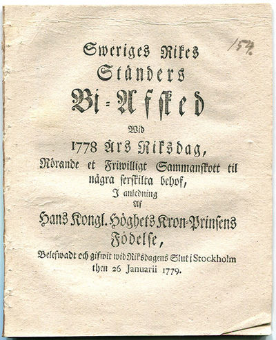 Sweriges rikes ständers bi-afsked wid 1778 års…