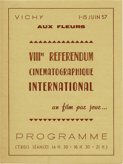 VIII Referendum Cinematographique International (Original Program for the 1957 film festival)
