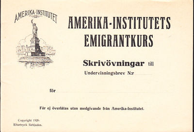 Amerika-institutets emigrantkurs. Skrivövningar…