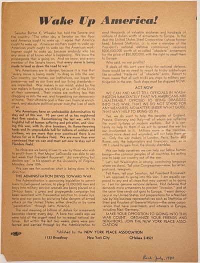Wake up America! [handbill]