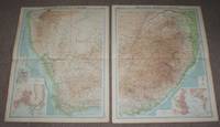image of Map of South Africa from 1920 Times Atlas on two sheets (Plates 72 and 73) including Cape Province, Orange Free State, Transvaal, British Bechuanaland, Basutoland (Lesotho) and Swaziland (Eswatini)