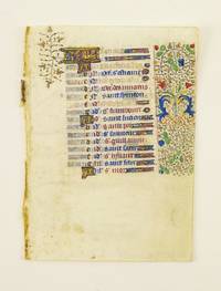 FROM A BOOK OF HOURS IN LATIN by ESPECIALLY PRETTY SMALL ILLUMINATED VELLUM MANUSCRIPT LEAVES, OFFERED INDIVIDUALLY - ca. 1440