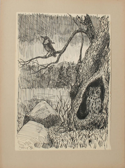 22 originale tuschtegninger til bogen Ørnevisen. - [ORIGINALTEGNINGER AF POVL CHRISTENSEN] (photo 2)
