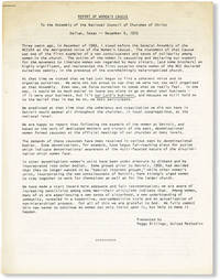 Report of Women's Caucus to the Assembly of the National Council of Churches of Christ, Dallas, Texas, December 6. 1972 by and Claire Randall Betty Witherspoon Webb - First Edition - 1972 - from Lorne Bair Rare Books (SKU: 48258)