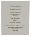 The Gotham Book Mart and the Kulchur Foundation cordially invite you to a publication day party in honor of Joe Brainard..