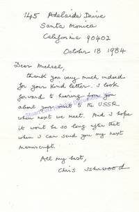 Christopher Isherwood Writes About Sending An Early Manuscript Of Christopher Isherwood Diaries