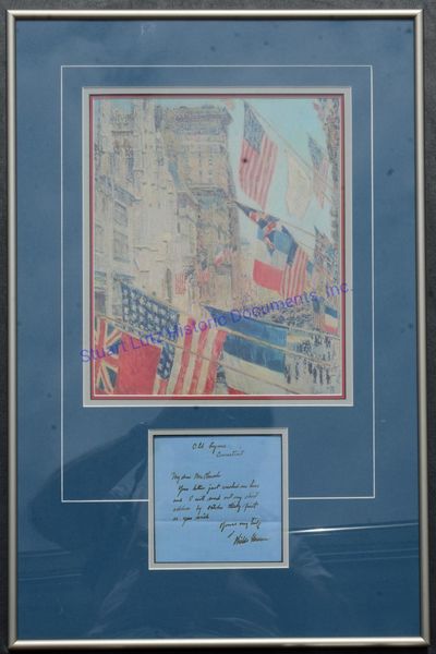 Impressionist Painter Childe Hassam Signs Note To Portrait Artist F. Edwin Church
