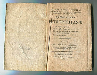 Qvæstiones petropolitanæ. I. De origine Ungrorum…