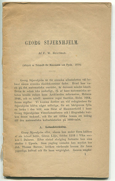 Georg Stjernhjelm. (Aftryck ur Tidskrift för…