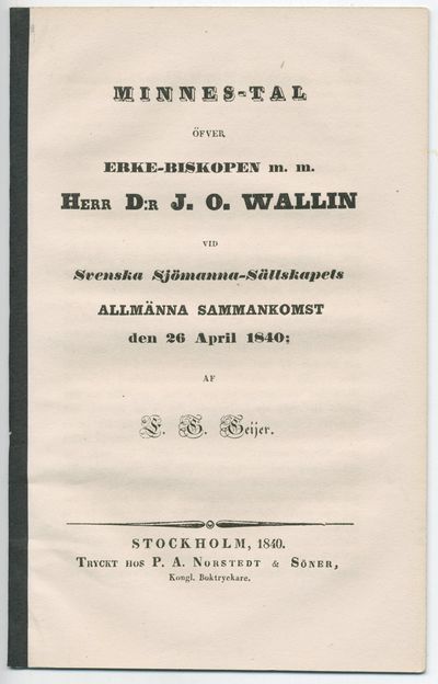 Minnes-tal öfver erke-biskopen m.m. herr d:r J.…