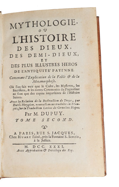 Mythologie ou l'histoire des dieux, des demi-dieux et des plus illustres heros de l'antiquite payenne. 2 vols.  - [ON CLASSICAL MYTHOLOGY] (photo 4)