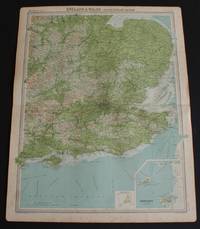 Map of South East England and East Midlands from the 1920 Times Atlas (Plate 18 &quot;England &amp; Wales - South-Eastern Section&quot;) extending as far north as Nottingham and Newark only and including the Channel Islands by The Times and J. G. Bartholomew - 1920