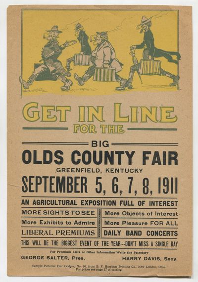 [Broadside]: Get in Line for the Big Old County Fair. Greenfield, Kentucky. September 5,6,7,8, 1911
