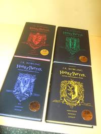 FOUR VOLUMES:  Harry Potter & the Philosopher's Stone -book 1 of the Series ( Volume ONE)( The 1st Bloomsbury HUFFLEPUFF / Slytherin / Ravencalw / Gryffindor - House Colours Edition / Twentieth /  20th Anniversary edition )