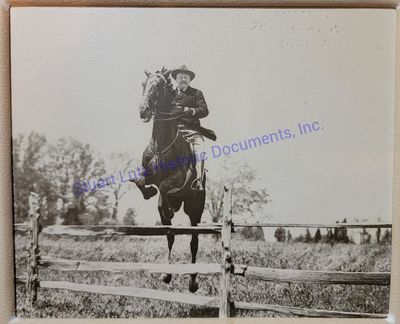 Theodore Roosevelt, As President, Signs A Dramatic Photograph Of Him Atop A Jumping Horse