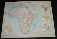 image of Map of Africa from the 1920 Times Survey Atlas (Plate 68 Africa - Political) Including Inset Maps for Population Density, Rainfall, Race and Vegetation
