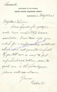 Letter From Early Geomorpholgy Figure G. K. Gilbert To Geologist N. S. Shaler