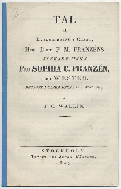 Tal då kyrkoherdens i Clara, herr doct. F. M.…