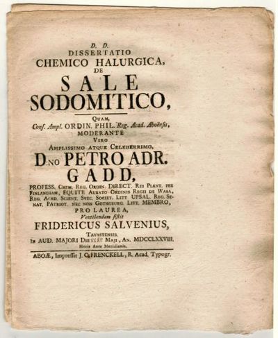 Dissertatio chemico halurgica, de sale…