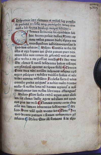  (1/1r-2/5v Disputatio inter clericum et militem, 2/6r-2/8v Compendium de vita Anticristi). 16 leave...