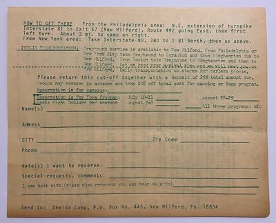 [LGBTQ CAMPING]. "Oneida Camp Offers...; (photo 2)