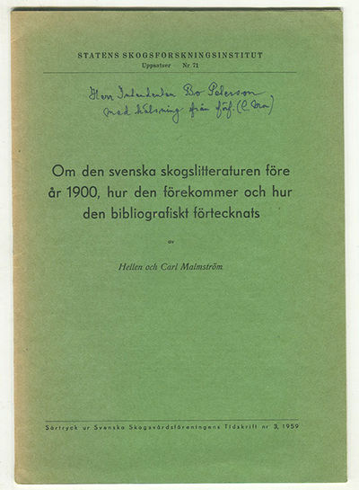 Om den svenska skogslitteraturen före år 1900,…