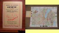 CARTE DU CANTON DE GENEVE EN COULEURS AVEC DISTANCES KILOMETRIQUES DETAILLEES PETIT GUIDE DE 37...