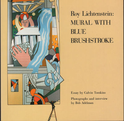 MURAL WITH BLUE BRUSHSTROKE.