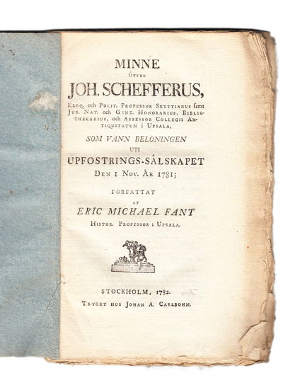 Minne öfver Joh. Schefferus, eloq. och polit.…