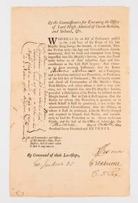 A document signed by Sir George Jackson (1725-1822), as Judge Advocate of the Fleet, on 30 October 1770, the year his friend Captain James Cook named Port Jackson (and Cape Jackson in New Zealand) after him