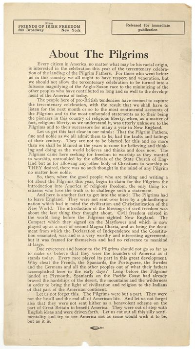 [Broadside, caption title]: About the Pilgrims