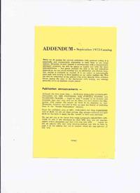 ( MAYS # 66 ) ARKHAM HOUSE Ephemera: Addendum September 1975 Catalog
