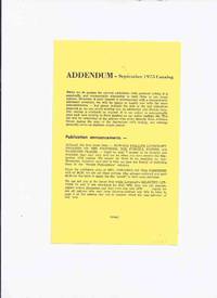 ( MAYS # 66 ) ARKHAM HOUSE Ephemera:  Addendum September 1975 Catalog