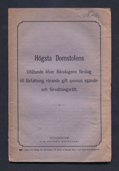 Högsta domstolens utlåtande öfver riksdagens…