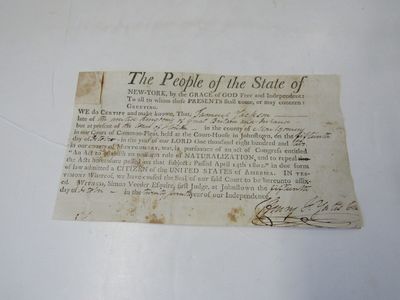 New York Naturalization Document for Samuel Jackson of England