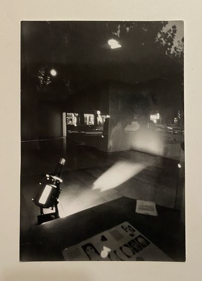 [ORIGINAL ART PHOTOGRAPH]. "Photo de l'exposition 1969 a la Galerie Iolas" (on verso). Featuring his "Une forme en liberte (Lanterne magique), 1969