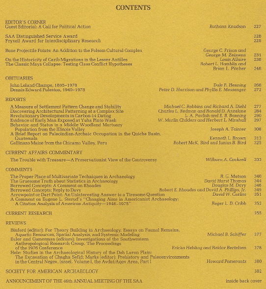 American Antiquity, Journal of the Society for American Archaeology Volume 45, Number 2, April