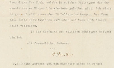 Music Lover Albert Einstein Reaches Out to Aid a Hero of the Holocaust and Old Friend Who Has Just Escaped from Germany, and Who Sought to Obtain a Flute