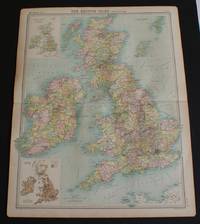 image of County Map of the British Isles from the 1920 Times Atlas (Plate 17 "The British Isles - Political") with inset maps showing Population Density and Industry Sketch Map
