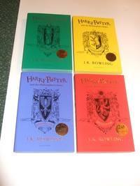 cover of FOUR VOLUMES: Harry Potter & the Philosopher's Stone -book 1 of the Series ( Volume ONE)( The 1st Bloomsbury HUFFLEPUFF / Slytherin / Ravencalw / Gryffindor - House Colours Edition / Twentieth / 20th Anniversary edition )