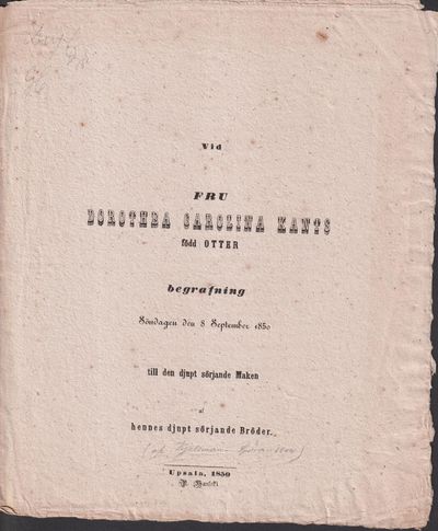 Vid fru Dorothea Carolina Kants född Otter…