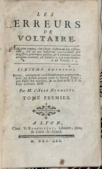 Les erreurs de voltaire - Tome Première 1770 by Claude-François (1711-1793) Nonnotte - Hardcover - 6th - 1770 - from Historica Rare Books (SKU: A1-13NON)