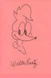 ORIGINAL ART SIGNED. Original Hand Colored Drawing Signed, oblong on pink 4 x 6 inch index card on the unlined side