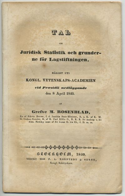 Tal om juridisk statistik och grunderne för…