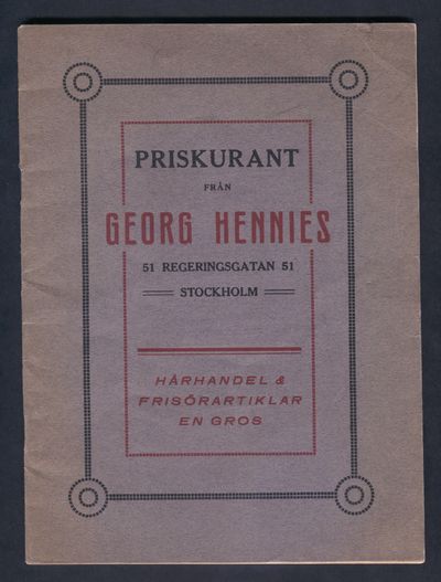 Priskurant från Georg Hennies. Regeringsgatan 51.…